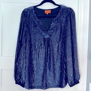 Oliphant navy fully sequined ls blouse-md-like new